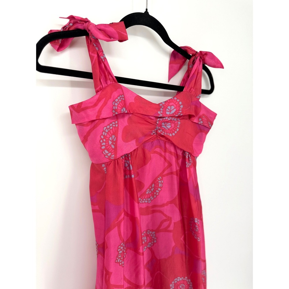 Marc Jacobs Silk Mini Dress Sz 2 Floral Pink Barbie Babydoll Empire Waist Y2K - Picture 2 of 7